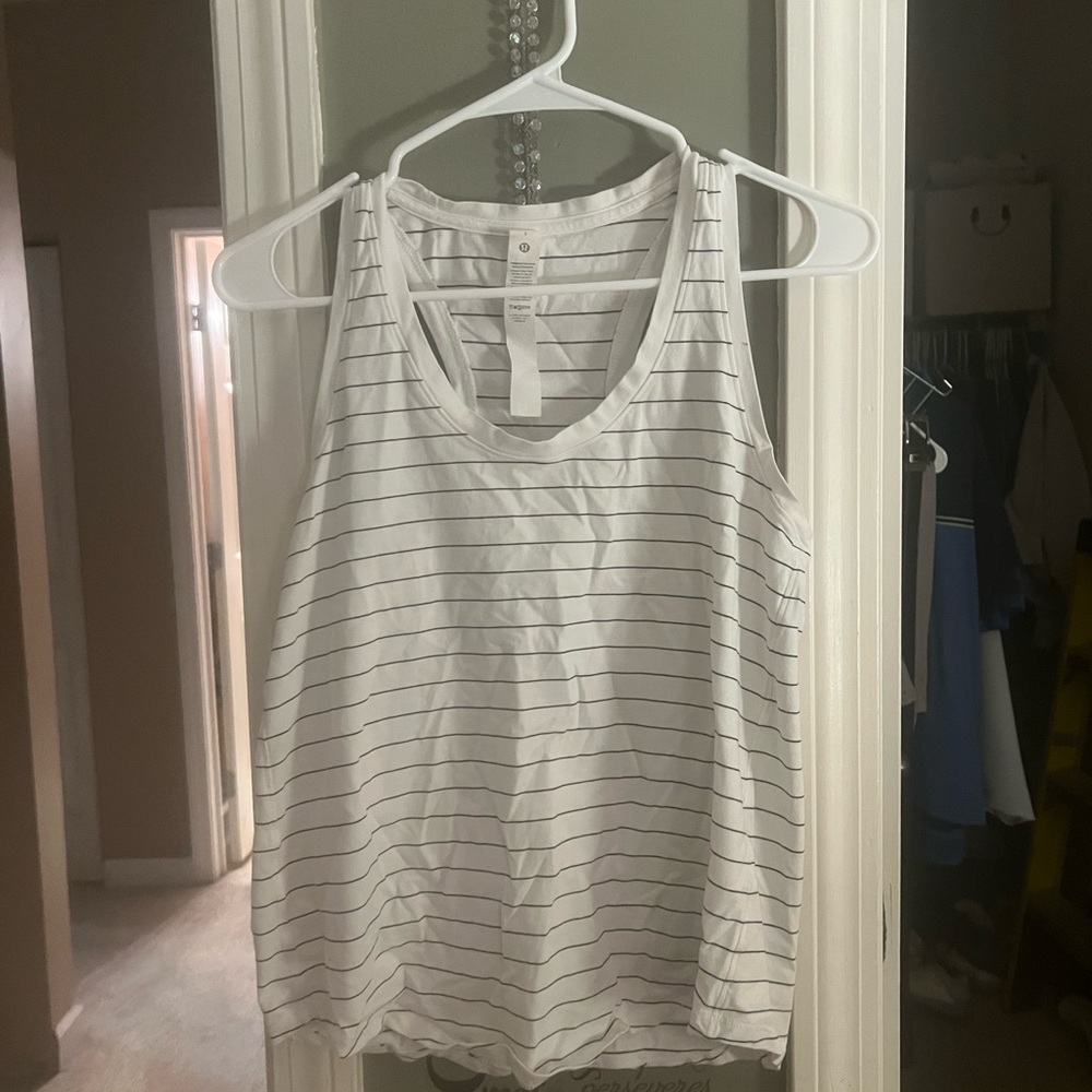 Lululemon White Striped Tank Top